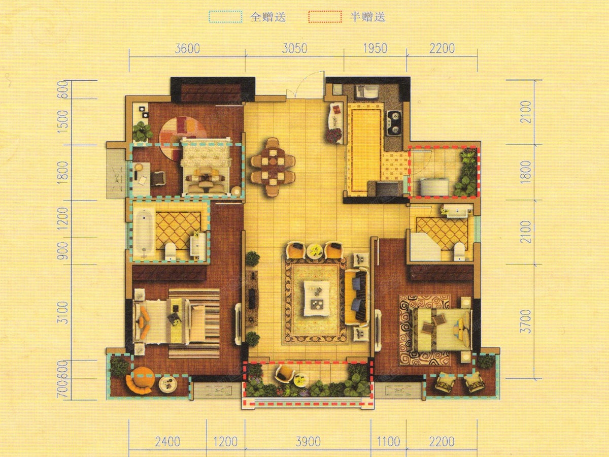 95平米三房a2户型