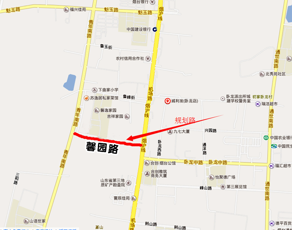 根据规划图所示,馨园路位于魁玉路南侧,东起机场路,西至青年南路.