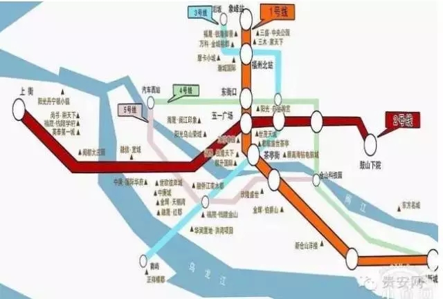 福州地铁一号线规划示意图