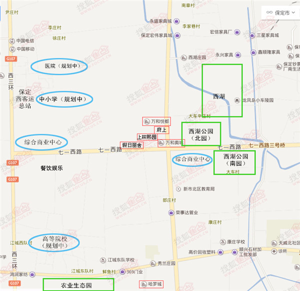 体育新城东面是西湖公园,南部不远便是农业生态园.