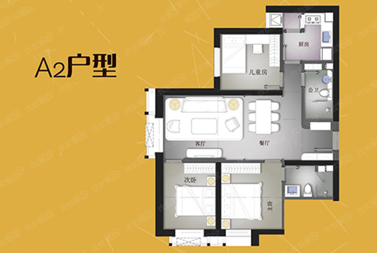 云府158 建筑面积约110.19㎡ a2户型 3室2厅2卫