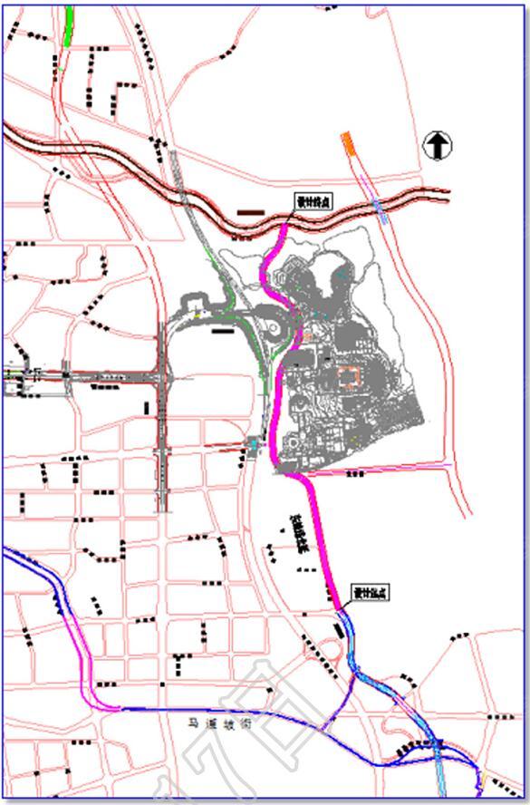 东山过境高速公路以东,南起凯旋街,北至涧河抢险路,总长度2799米,规划