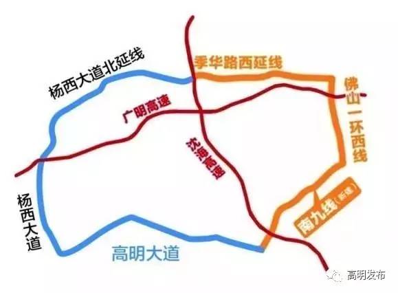 注:蓝色线路为高明大桥至富龙大桥公路工程(佛山日报)