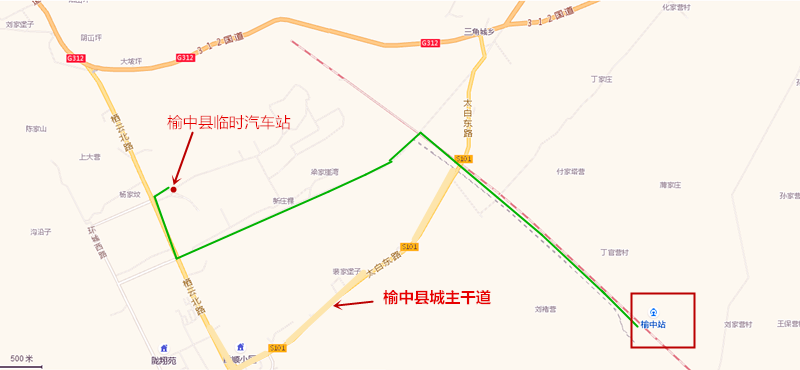 榆中县城-高铁榆中站线路图