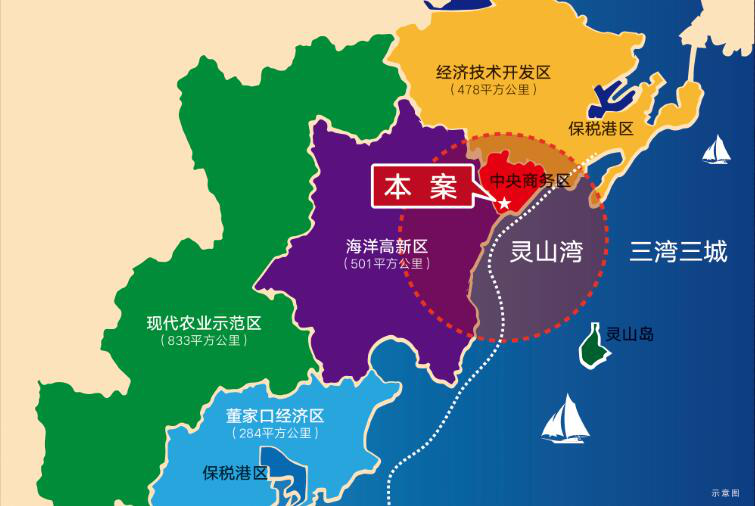 作为大青岛城市战略规划的三大重点板块之一,青岛西进步伐稳步前进,一核两港、多区联动,千亿规模产业集群加持,2016年青岛西海岸新区GDP达2766亿,占据青岛经济总量的近1/3,位列全国新区三强,超越山东省五个地级市,稳居山东省市辖区第一。青岛未来生活的新主场,在西海岸崛起。 坚守主城,挺进新城,龙湖地产全球第六座紫宸系作品造极灵山湾片区。 顺应青岛市三湾三城战略规划,在国际湾区都会建设全面展开的契机,龙湖地产西进青岛西海岸新区灵山湾片区,以龙湖全球第6座紫宸系作品,为青岛西海岸新区再添都会生活的时代天