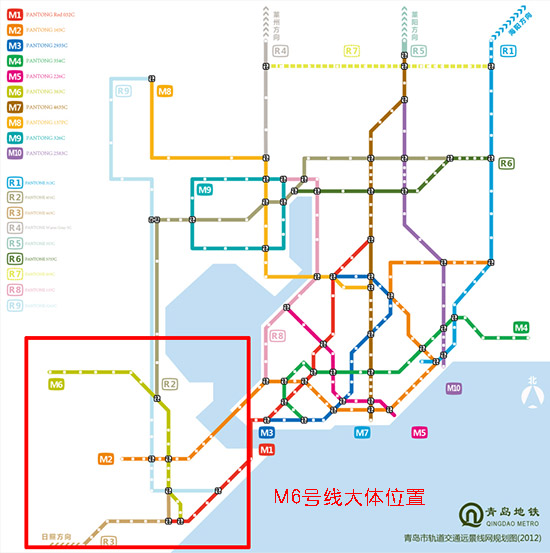 青岛地铁m6号线:黄岛区峨眉山路站—黄岛区黄河路站