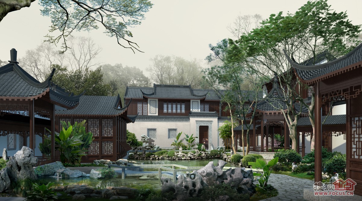 绿城桃花源效果图;绿城苏州桃花源打造中式别墅物业服务新高度地下室别墅图片地面大全图片