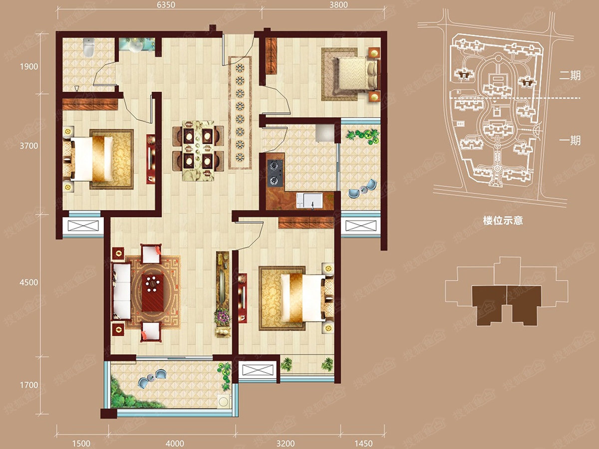 水漪润园三居室9号楼a1_水漪润园户型图-天水搜狐焦点