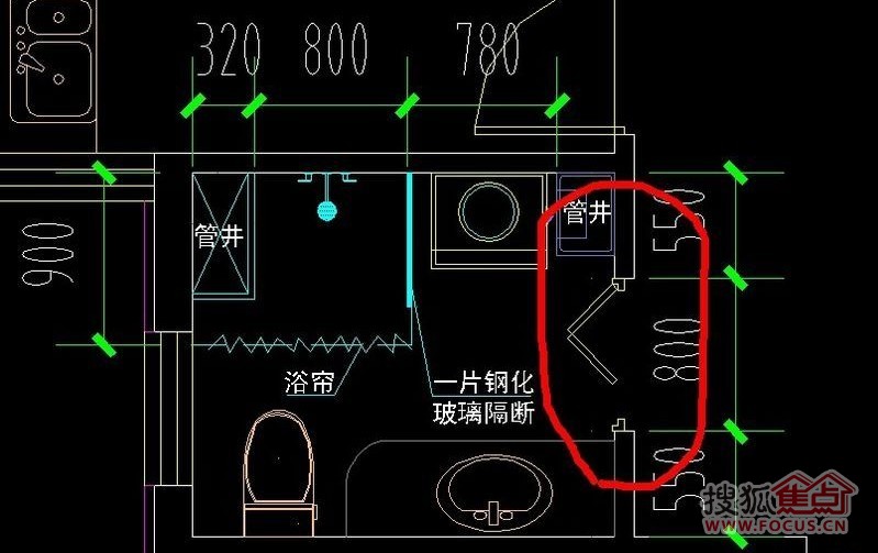 93平米l户型的卫生间,管井太占面积了,请大伙看看我这个方案咋样