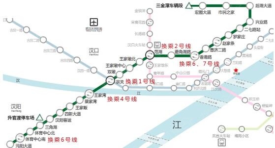 武汉地铁3号线一期路线示意图