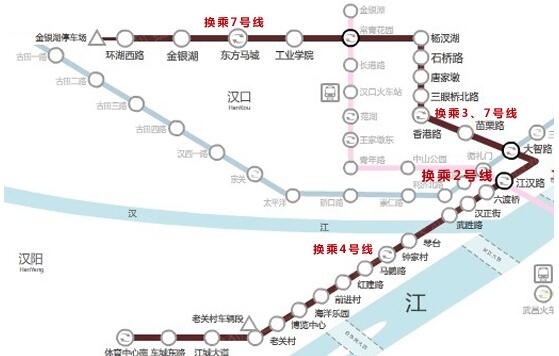 武汉地铁6号线一期路线示意图