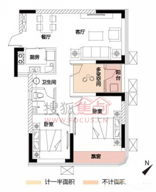 融科天城三期二居室融科天城三期b2_融科天城三期户型图-武汉搜狐焦点