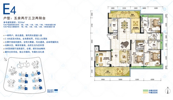 格力海岸五房两厅三卫两阳台 大飘窗设计采光充足好喜欢呀