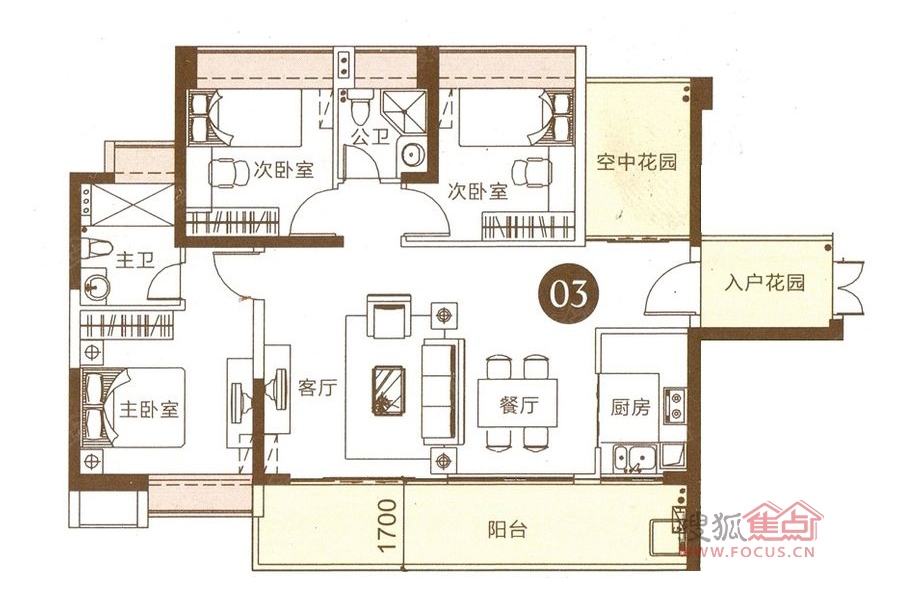 誉峯名门17栋03单位户型