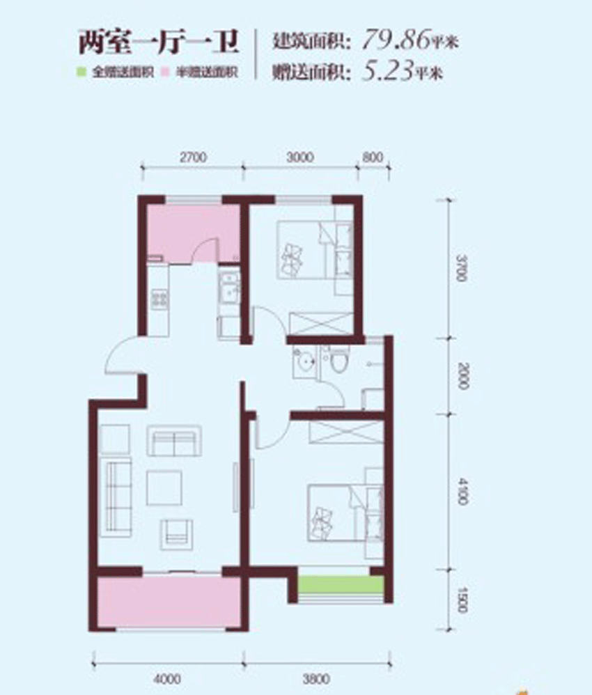 翔盛春天大道零居室两室一厅一卫_翔盛春天大道户型图-宝鸡搜狐焦点网