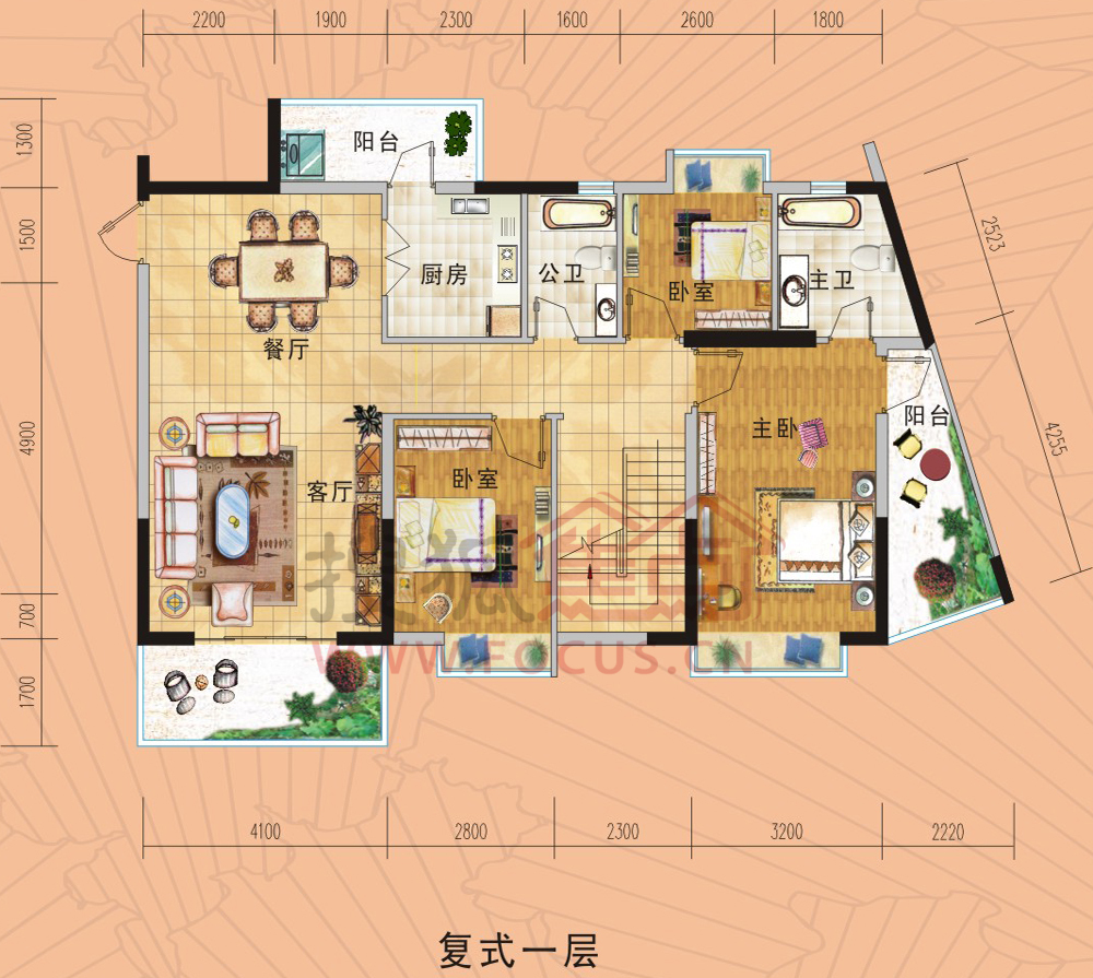 金田花园花域-6室2厅4卫-190.00平米