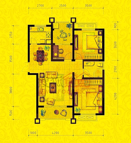 恒盛皇家花园三期110平户型图