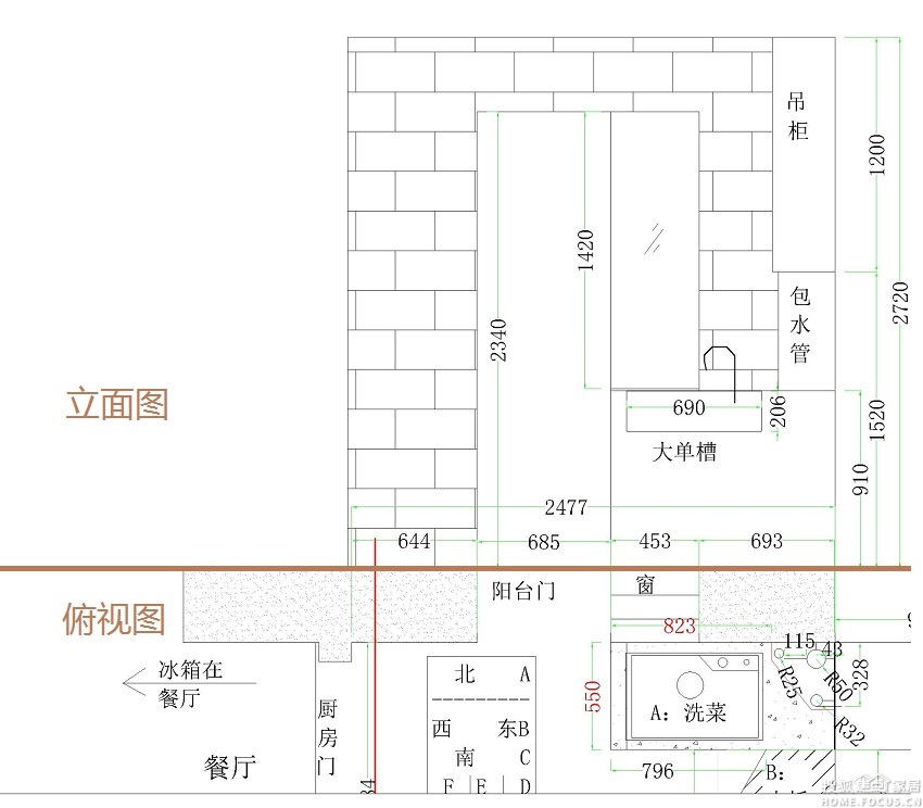 1.北墙洗菜区