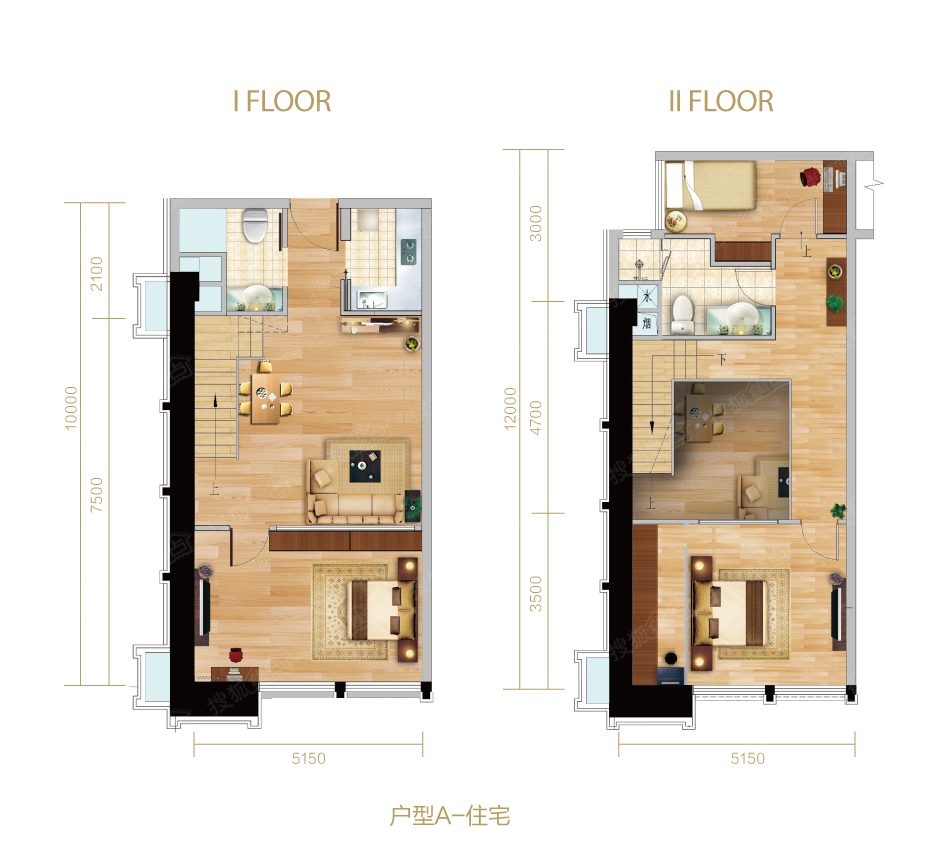 户型a住宅-3室2厅2卫-74m