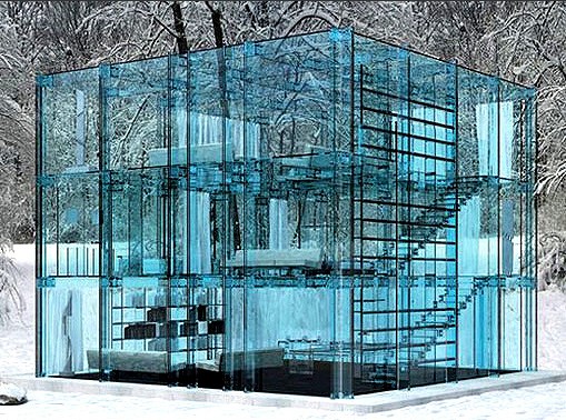 建筑师设计全透明玻璃房 屋内场景一览无余