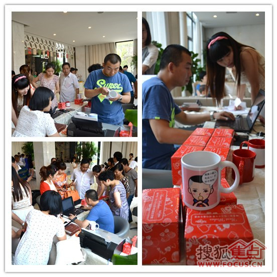 马克杯diy前围满了家长