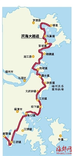福州滨海大通道 2017年底通车 拟设双向6车道