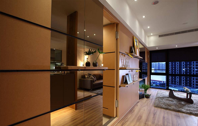 混搭茶镜材质,让空间有反射及延伸的视觉变化.