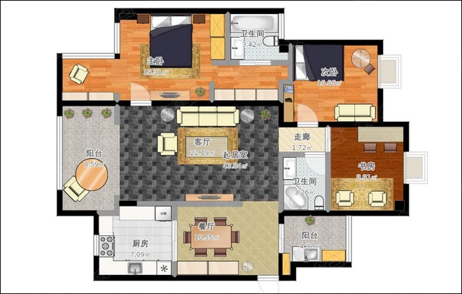 新手父母晒爱家 20万打造125平彩色3居