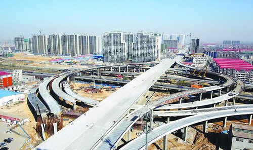 石家庄中华北大街跨二环立交桥初现雏形