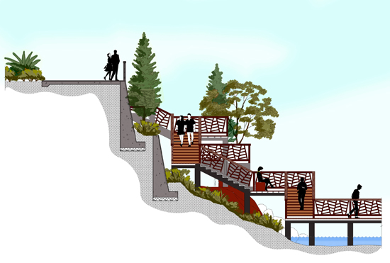 华发新城木栈道剖面图