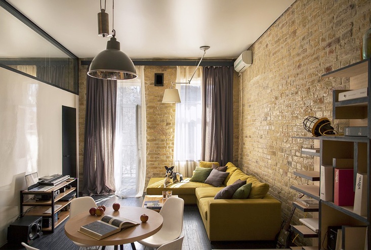 彩色砖墙壁的创意温馨loft小户型公寓