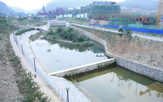 拦河坝,生态岛助力济南海绵城市建设