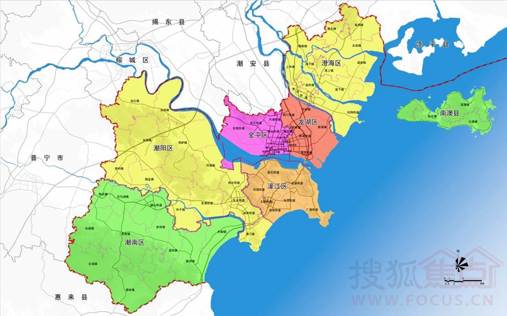 汕头市域六区一县行政区划图