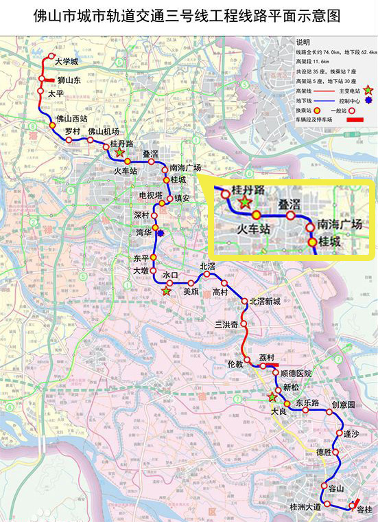 佛山地铁3号线规划线路图(顺德新闻网供图)