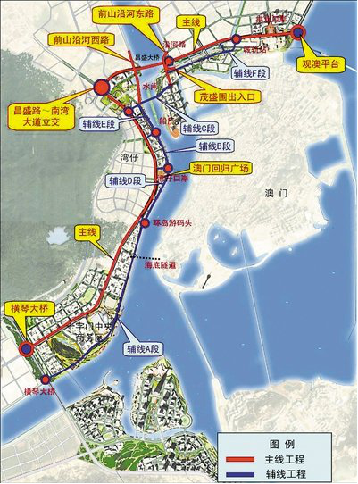 情侣路南段主辅线改造示意图