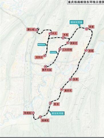 今後,重慶鐵路樞紐東環線建成,市民從重慶火車北站到江北國際機場,可