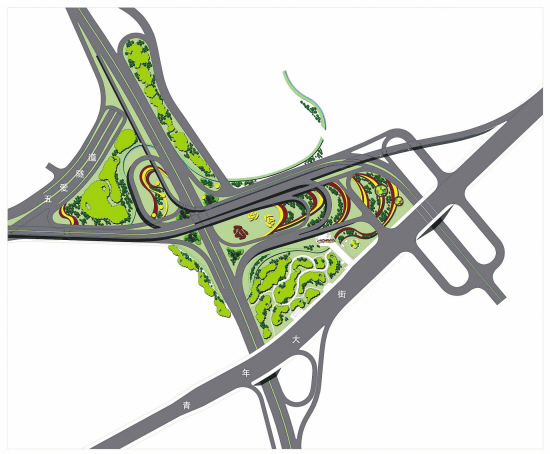 五爱立交桥绿地景观设计方案确定 "玫瑰"盛放