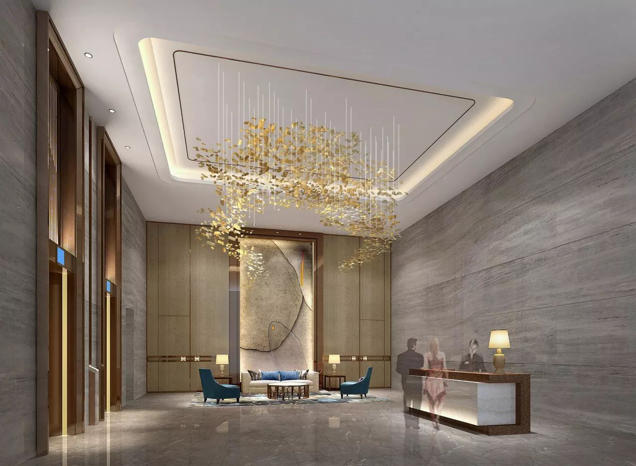(酒店公寓大堂效果图)