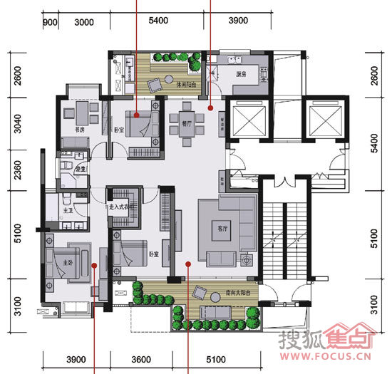 阔绰四房享高得房率山水名家璞园户型点评