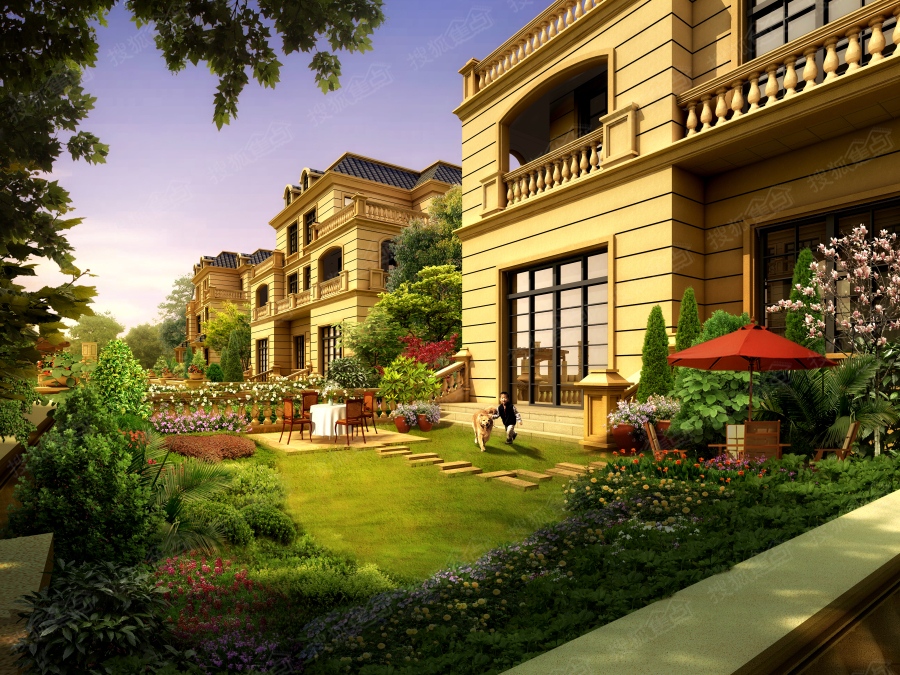三圆·鑫公馆效果图——别墅花园