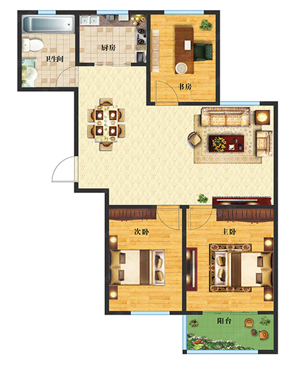 华信家园三居室c_华信家园户型图-烟台搜狐焦点网